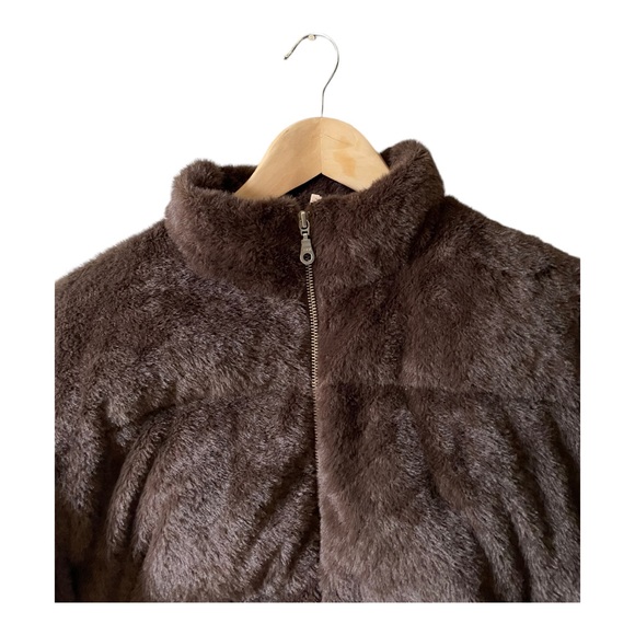 STINE GOYA Aria Fleece Puffer Jacket Dark Brown Faux Fur Coat Size Large - Picture 8 of 16